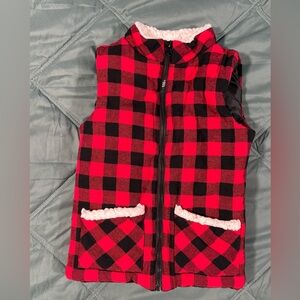 Max Studio Red and Black Checkered Kids Vest